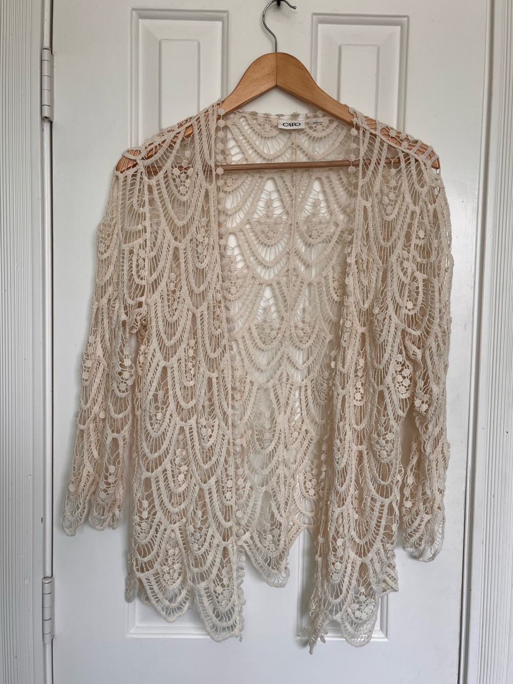 Crochet knit cardigan duster